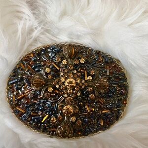 Vintage Jeweled Rhinestone Cross Belt Buckle